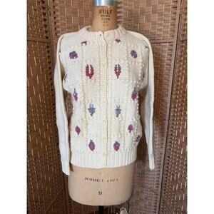 Vintage Handknits Of New Zealand Pure New Wool Cardigan Sweater, S/M, NWOT